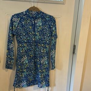 Coolibar Lawai Swim Shirt Dress Adjustable XD UPF50 1/4 Zip Long Sleeve